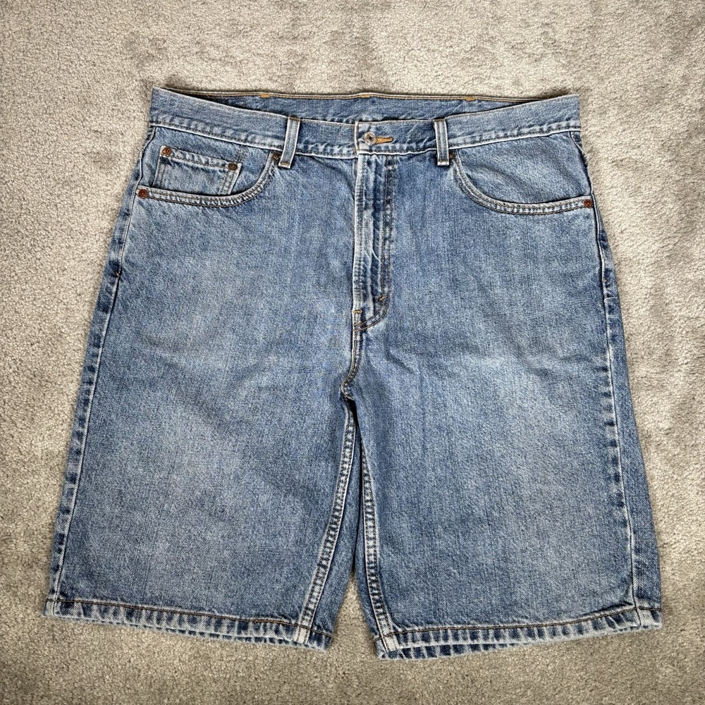 Vintage Levis 505 Jean Shorts Mens 38 Regular Fit Blue Denim Cotton Skater Y2K